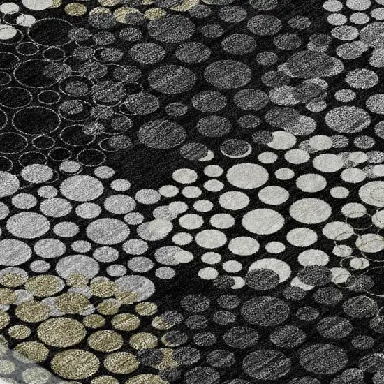 Black Gold And Ivory Polka Dot Washable Area Rug With UV Protection Photo 3
