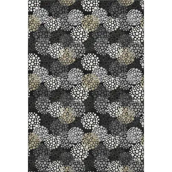 Black Gold And Ivory Polka Dot Washable Area Rug With UV Protection Photo 7