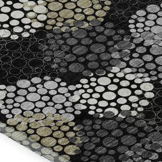 Black Gold And Ivory Polka Dot Washable Area Rug With UV Protection Photo 4