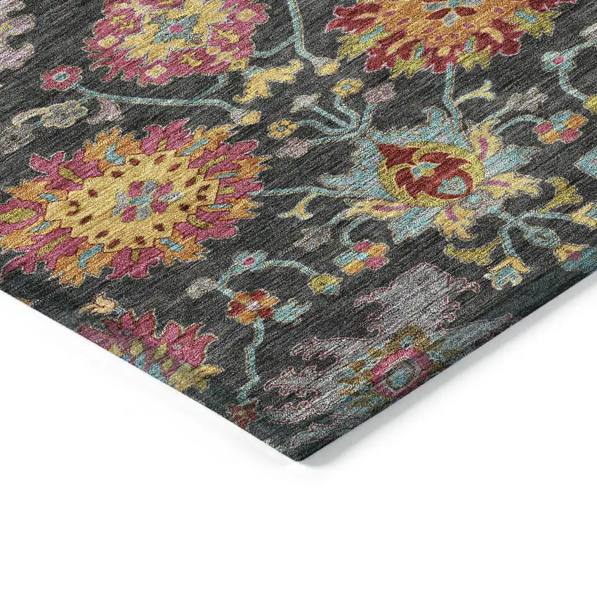 Black Gold And Pink Damask Washable Indoor Outdoor Area Rug Photo 5