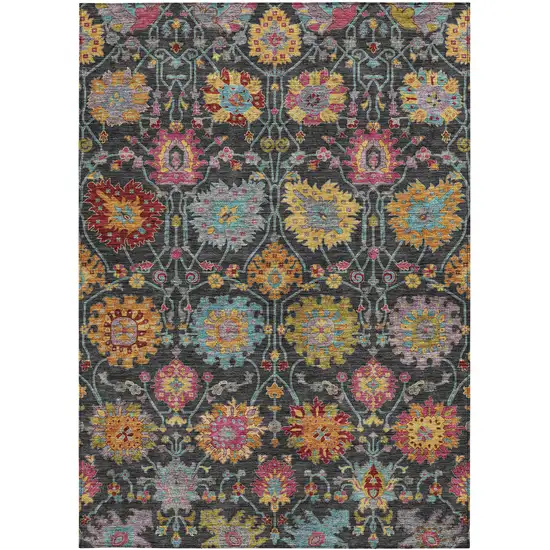 Black Gold And Pink Damask Washable Indoor Outdoor Area Rug Photo 4