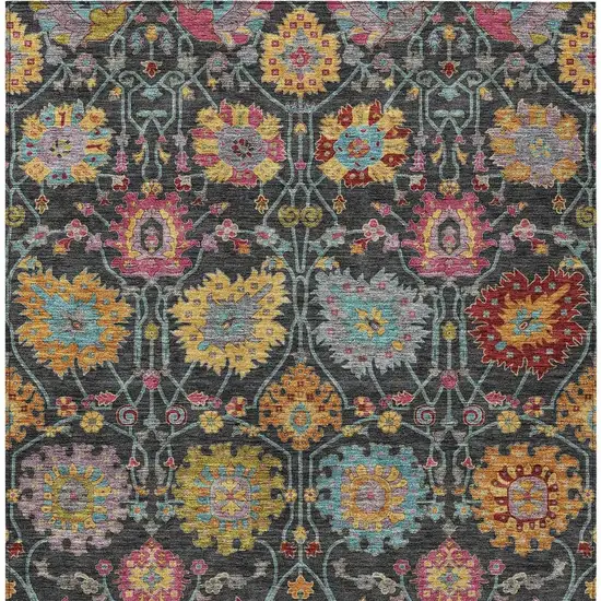 Black Gold And Pink Damask Washable Indoor Outdoor Area Rug Photo 7