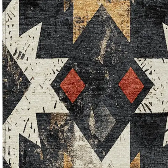 Black Gold And Rust Aztec Washable Indoor Outdoor Area Rug Photo 7