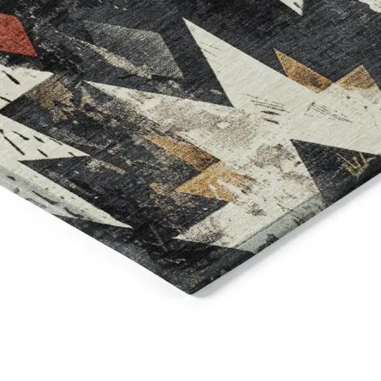 Black Gold And Rust Aztec Washable Indoor Outdoor Area Rug Photo 6