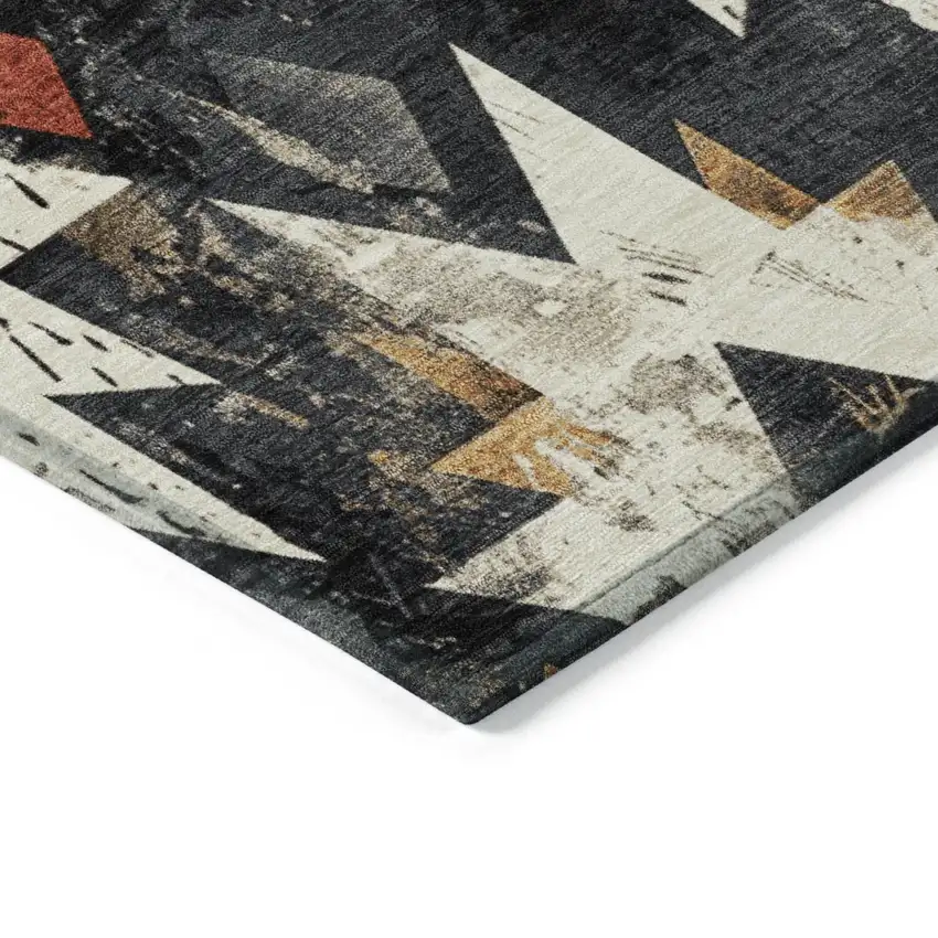Black Gold And Rust Aztec Washable Indoor Outdoor Area Rug Photo 6