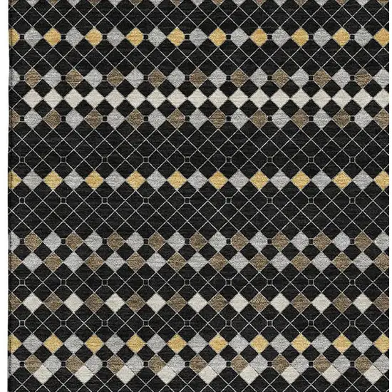 Black Gold And Silver Striped Washable Area Rug With UV Protection Photo 3