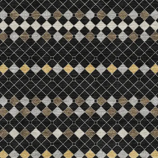 Black Gold And Silver Striped Washable Area Rug With UV Protection Photo 2