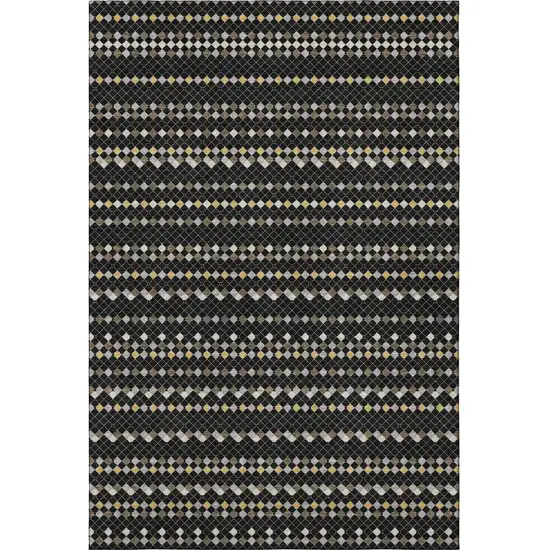 Black Gold And Silver Striped Washable Area Rug With UV Protection Photo 3