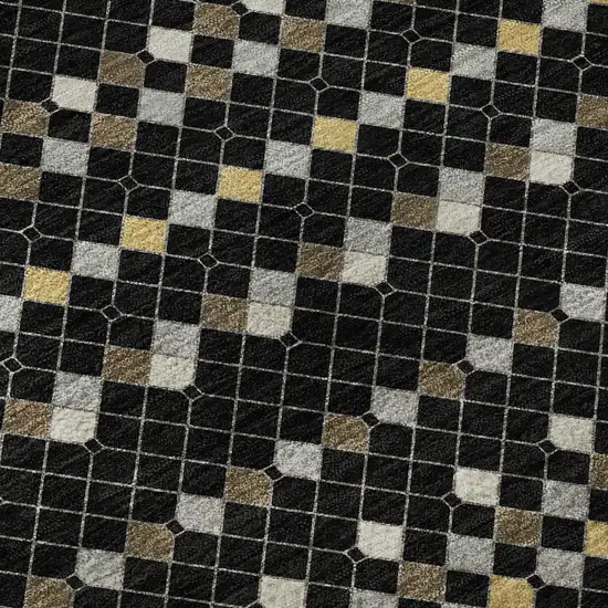 Black Gold And Silver Striped Washable Area Rug With UV Protection Photo 9