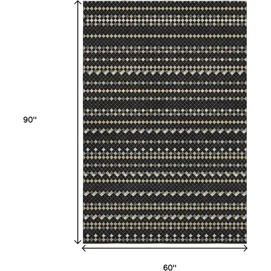 Black Gold And Silver Striped Washable Area Rug With UV Protection Photo 7
