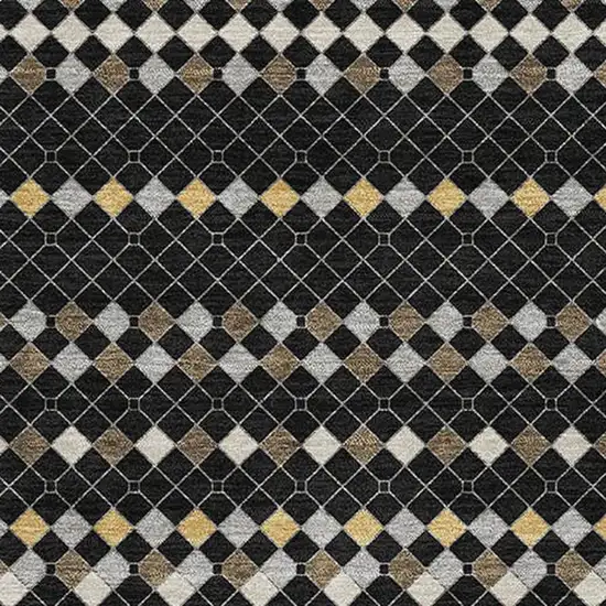 Black Gold And Silver Striped Washable Area Rug With UV Protection Photo 2