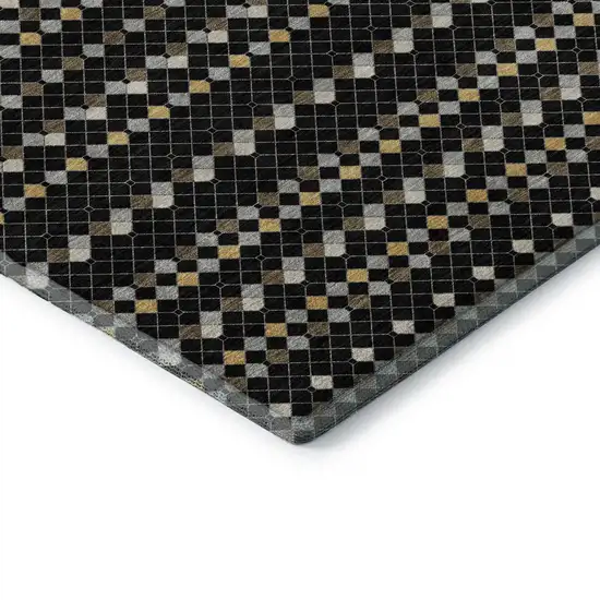 Black Gold And Silver Striped Washable Area Rug With UV Protection Photo 7