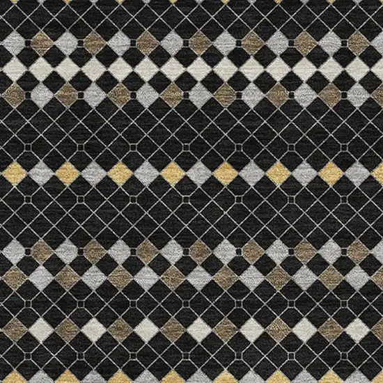 Black Gold And Silver Striped Washable Area Rug With UV Protection Photo 2