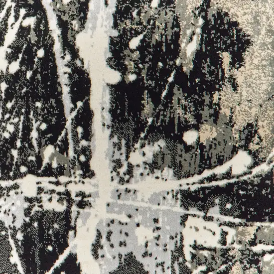 Black Gold Grey And Ivory Abstract Power Loom Stain Resistant Area Rug Photo 9