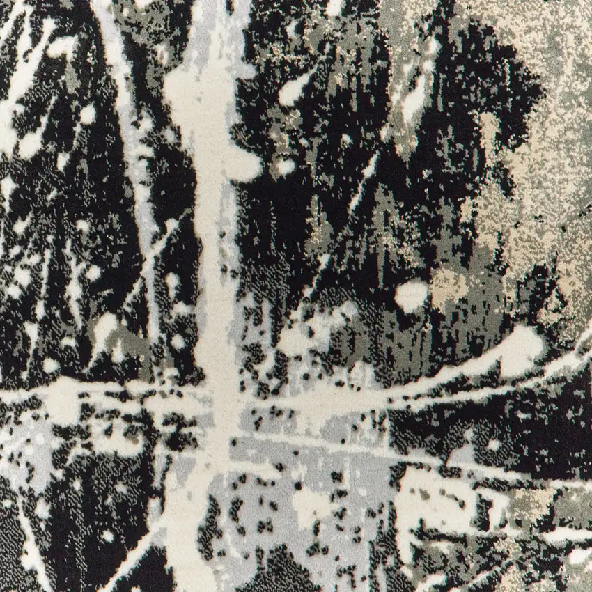 Black Gold Grey And Ivory Abstract Power Loom Stain Resistant Area Rug Photo 9