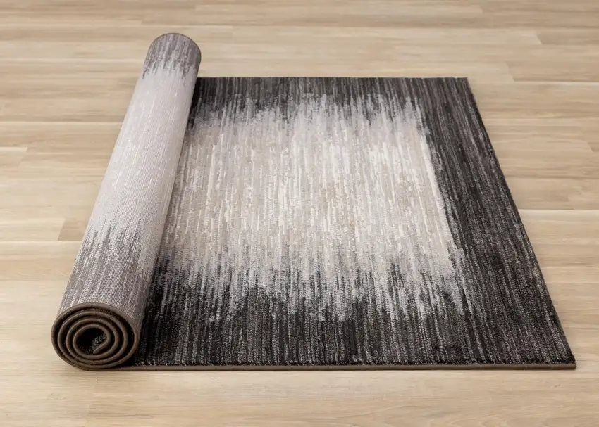 Black Gray And Beige Abstract Area Rug Photo 8