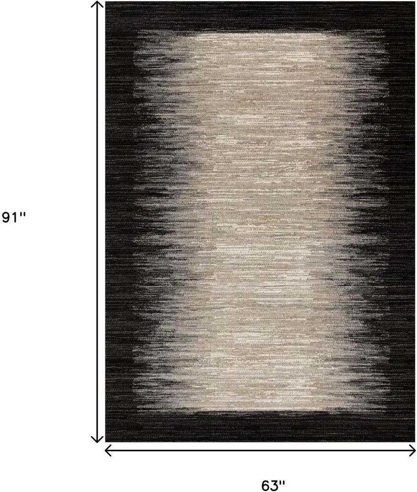 Black Gray And Beige Abstract Area Rug Photo 3