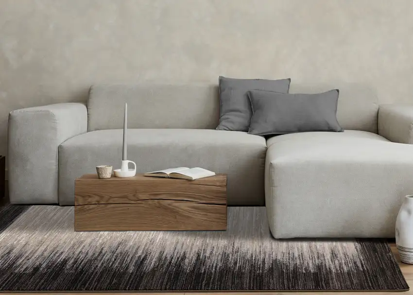 Black Gray And Beige Abstract Area Rug Photo 7