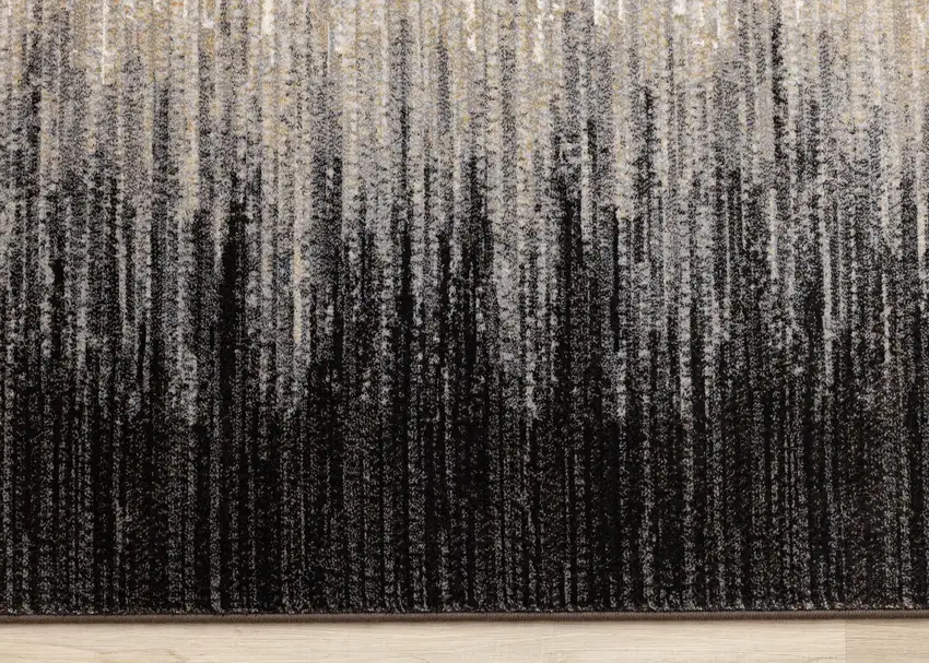 Black Gray And Beige Abstract Area Rug Photo 9