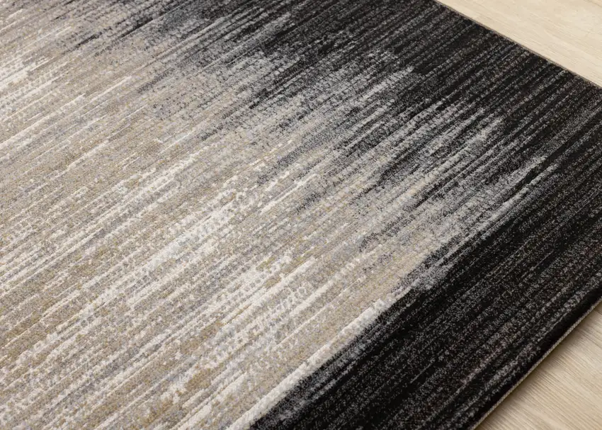 Black Gray And Beige Abstract Area Rug Photo 8