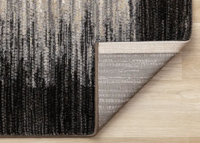 Black Gray And Beige Abstract Area Rug Photo 9