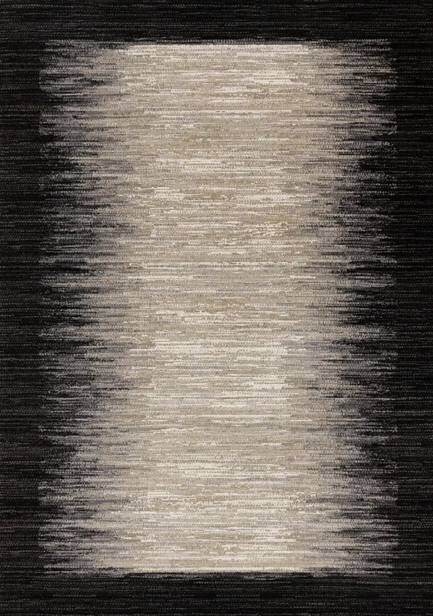 Black Gray And Beige Abstract Area Rug Photo 2