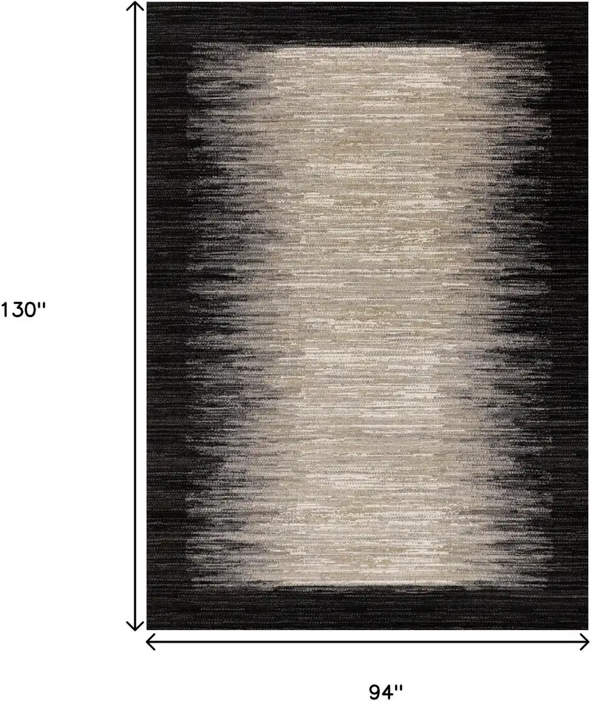 Black Gray And Beige Abstract Area Rug Photo 3