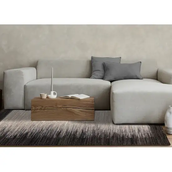 Black Gray And Beige Abstract Area Rug Photo 7
