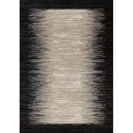Black Gray And Beige Abstract Area Rug Photo 2