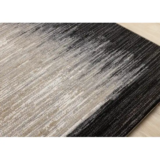 Black Gray And Beige Abstract Area Rug Photo 8