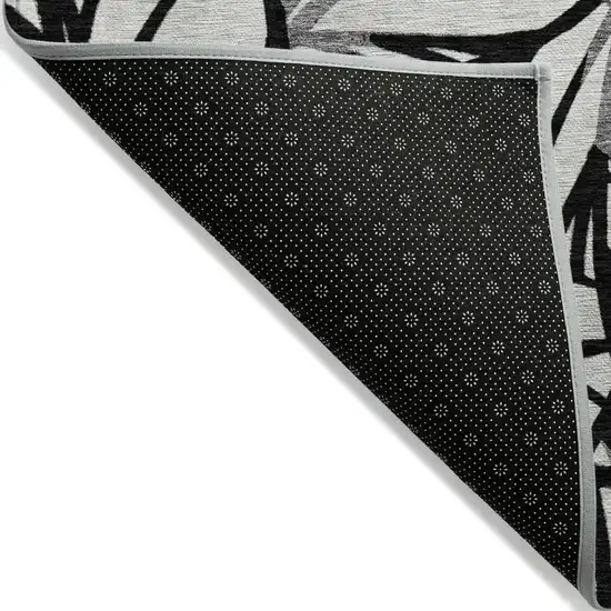 Black Gray And Beige Floral Washable Indoor Outdoor Area Rug Photo 3