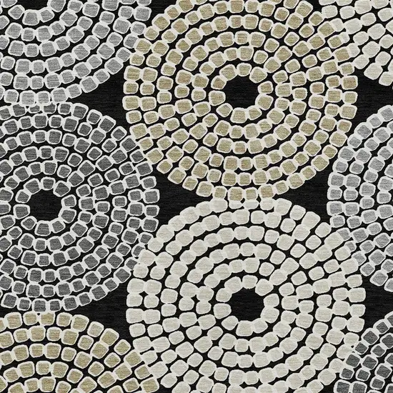 Black Gray And Beige Geometric Washable Indoor Outdoor Area Rug Photo 6