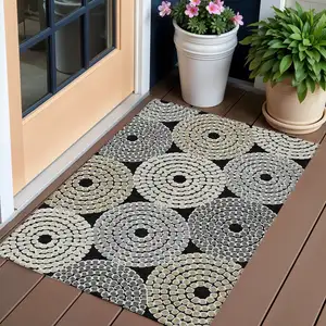 Photo of Black Gray And Beige Geometric Washable Indoor Outdoor Area Rug
