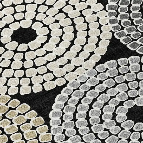 Black Gray And Beige Geometric Washable Indoor Outdoor Area Rug Photo 6