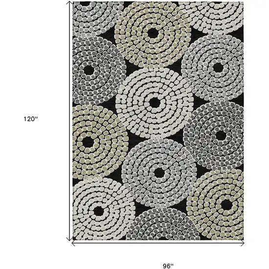 Black Gray And Beige Geometric Washable Indoor Outdoor Area Rug Photo 3