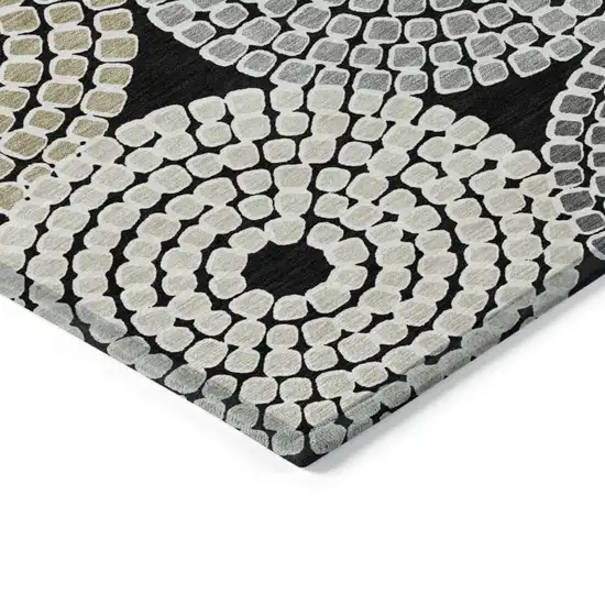 Black Gray And Beige Geometric Washable Indoor Outdoor Area Rug Photo 5