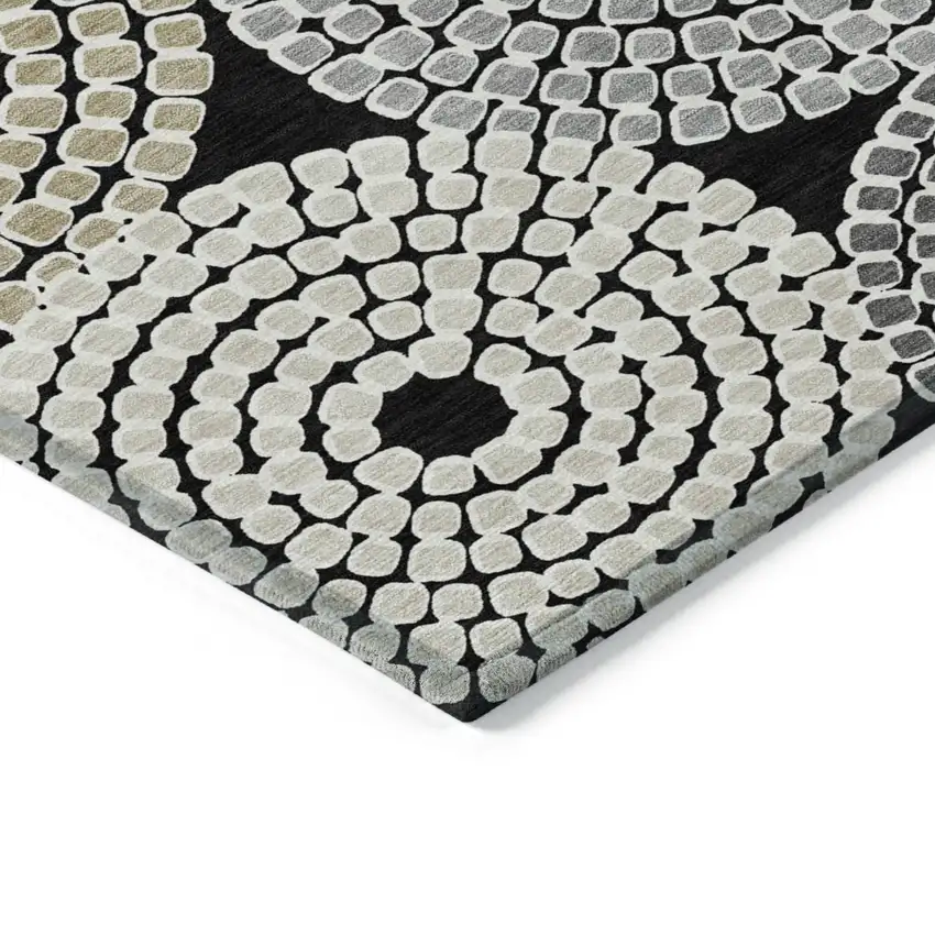 Black Gray And Beige Geometric Washable Indoor Outdoor Area Rug Photo 5