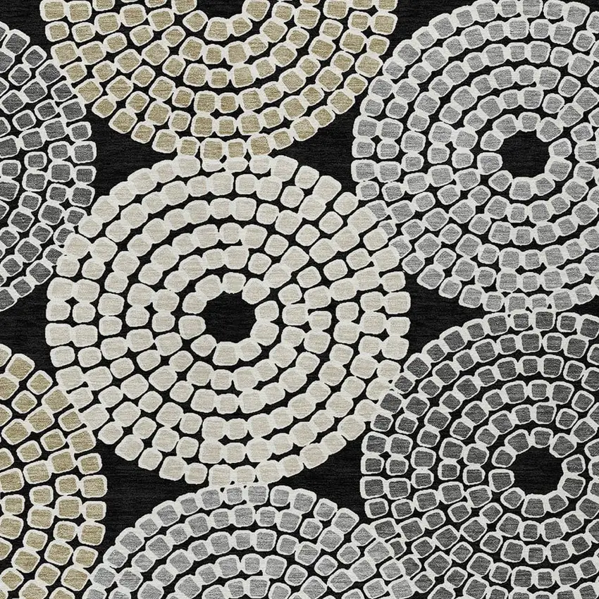 Black Gray And Beige Geometric Washable Indoor Outdoor Area Rug Photo 6