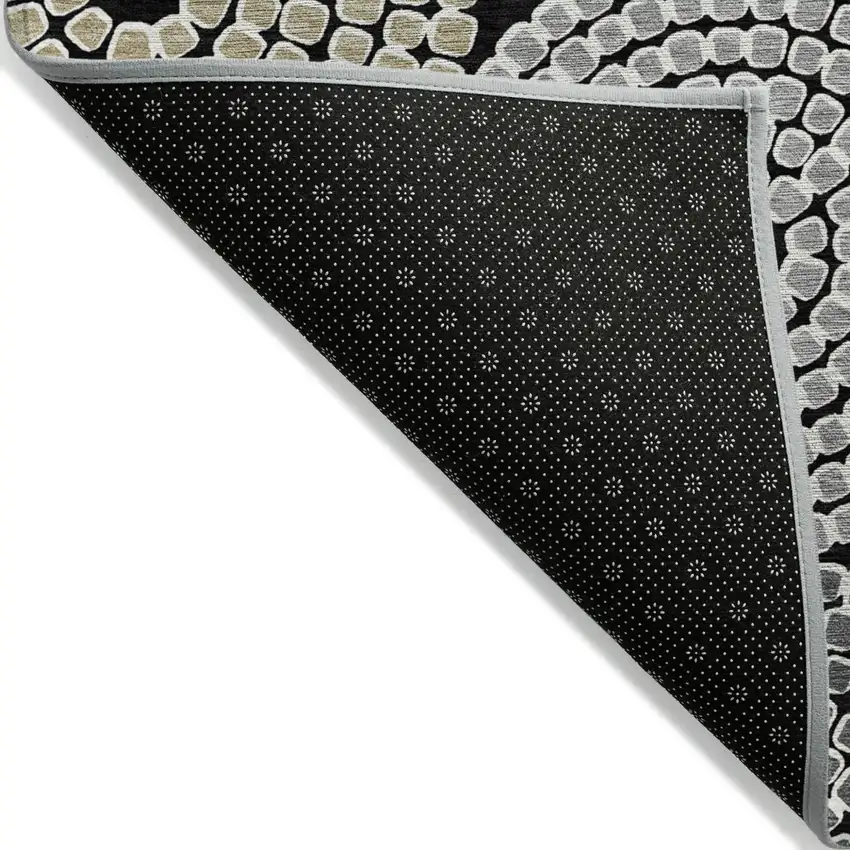 Black Gray And Beige Geometric Washable Indoor Outdoor Area Rug Photo 4