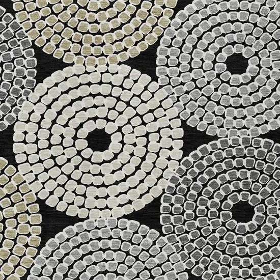 Black Gray And Beige Geometric Washable Indoor Outdoor Area Rug Photo 6