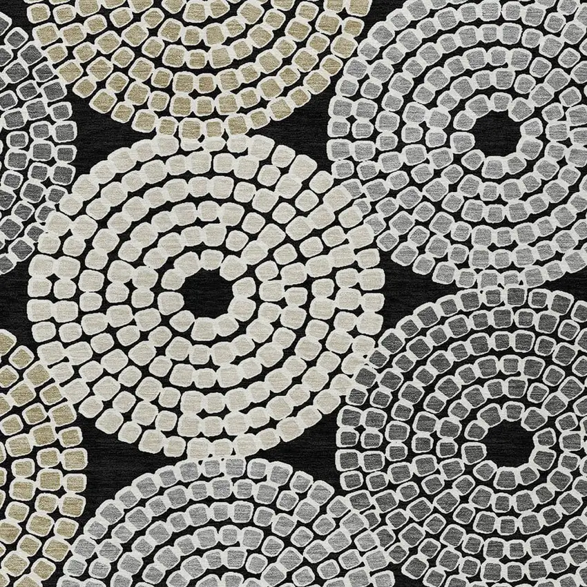 Black Gray And Beige Geometric Washable Indoor Outdoor Area Rug Photo 6