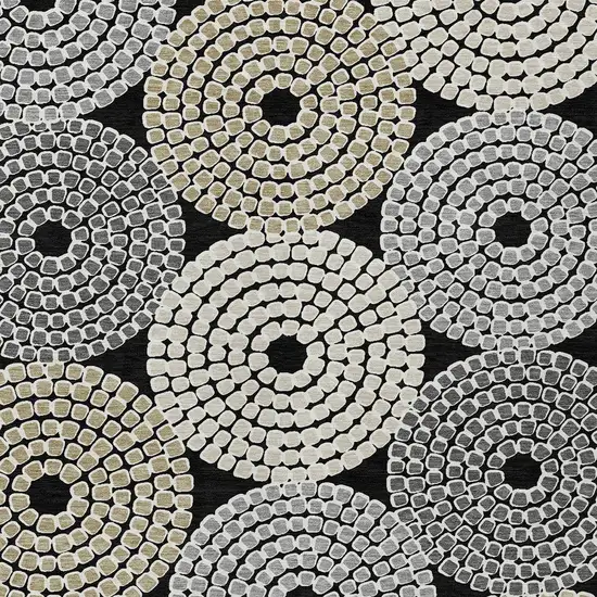 Black Gray And Beige Geometric Washable Indoor Outdoor Area Rug Photo 8