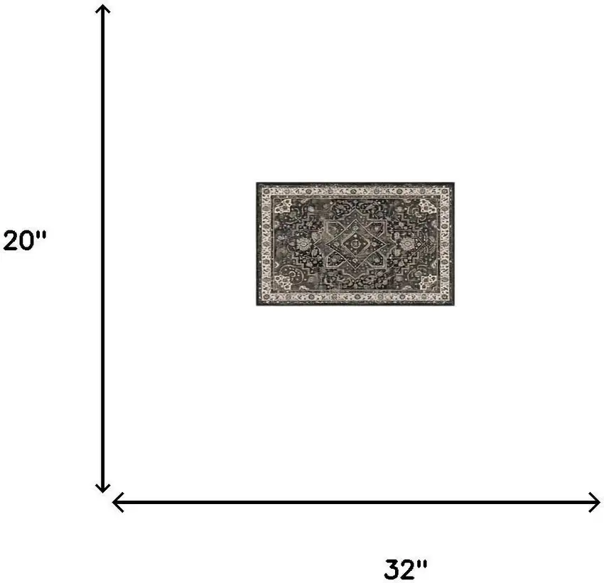 Black Gray And Beige Oriental Washable Area Rug Photo 4