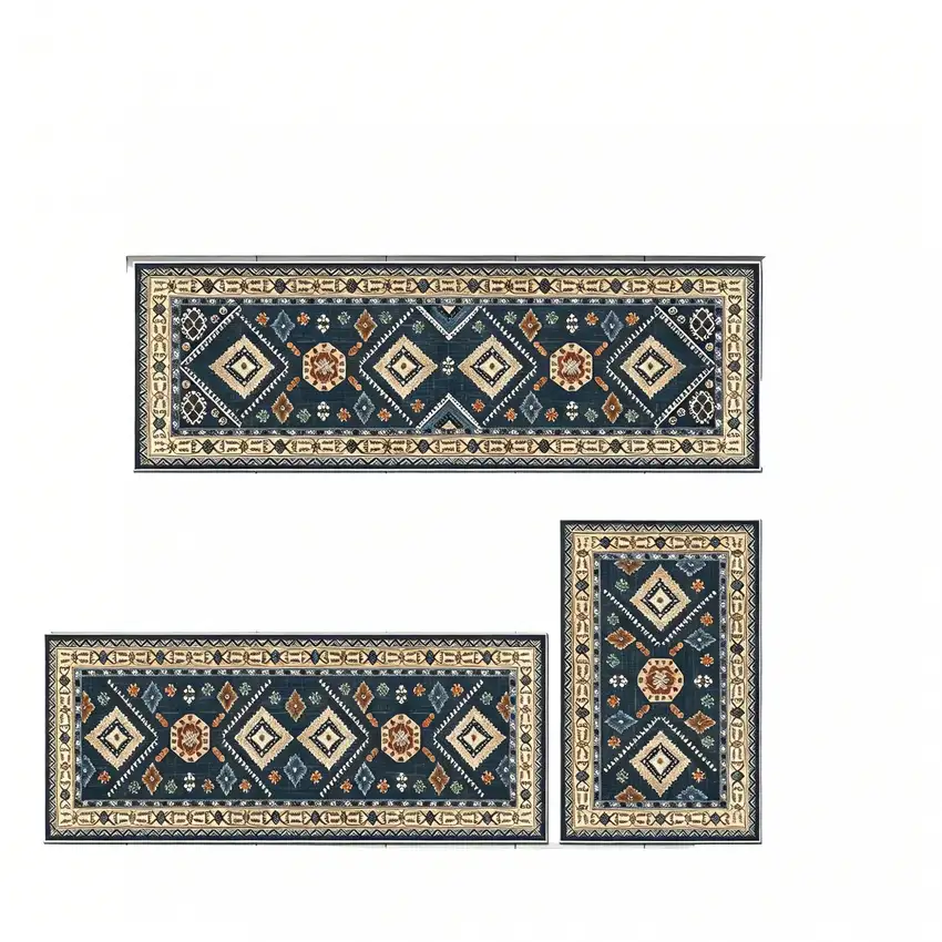 Black Gray And Beige Oriental Washable Area Rug Photo 3