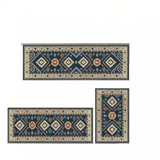 Black Gray And Beige Oriental Washable Area Rug Photo 3