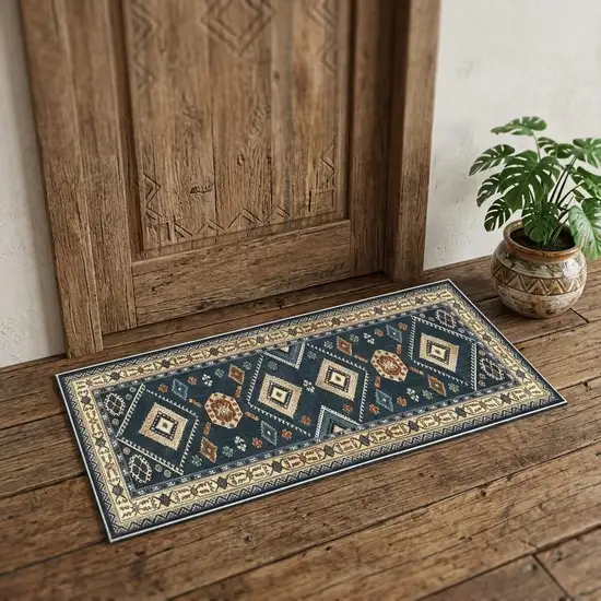 Black Gray And Beige Oriental Washable Area Rug Photo 1