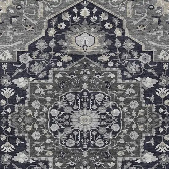 Black Gray And Beige Oriental Washable Indoor Outdoor Area Rug Photo 6