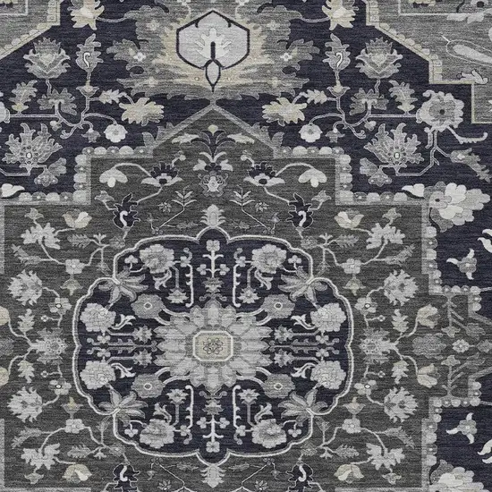 Black Gray And Beige Oriental Washable Indoor Outdoor Area Rug Photo 5