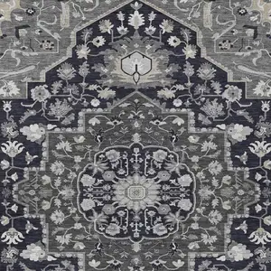 Photo of Black Gray And Beige Oriental Washable Indoor Outdoor Area Rug