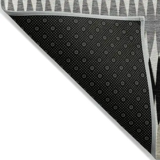Black Gray And Beige Striped Washable Indoor Outdoor Area Rug Photo 4